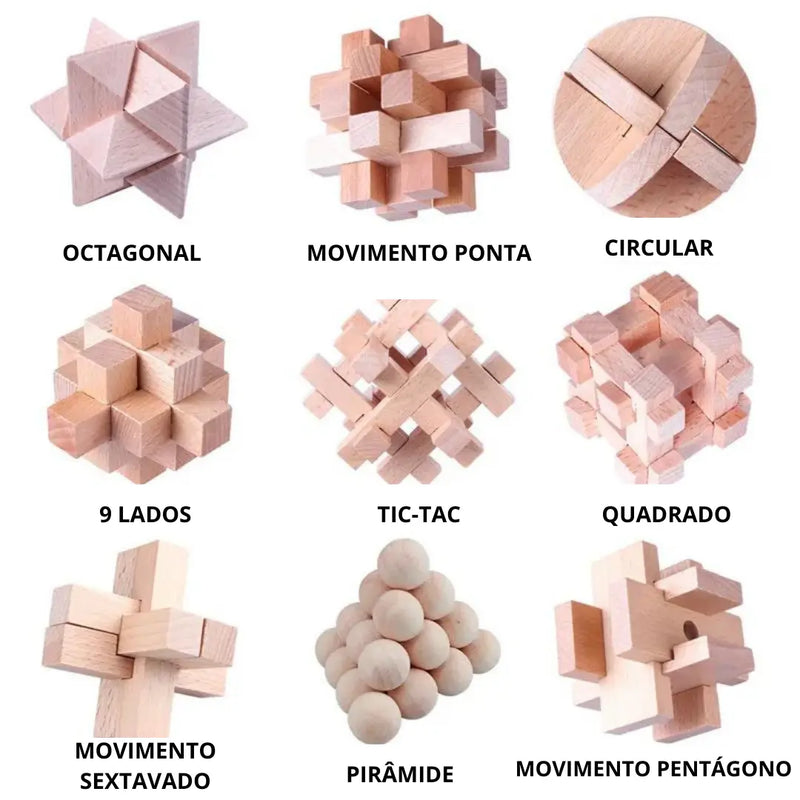 Cubo Mágico de Madeira Montessori 3D