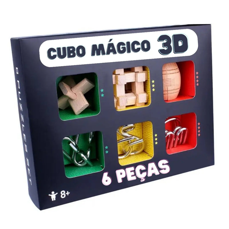 Cubo Mágico de Madeira Montessori 3D